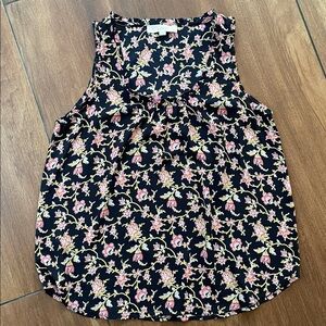 LOFT dark navy Floral Sleeveless Blouse, size Medium